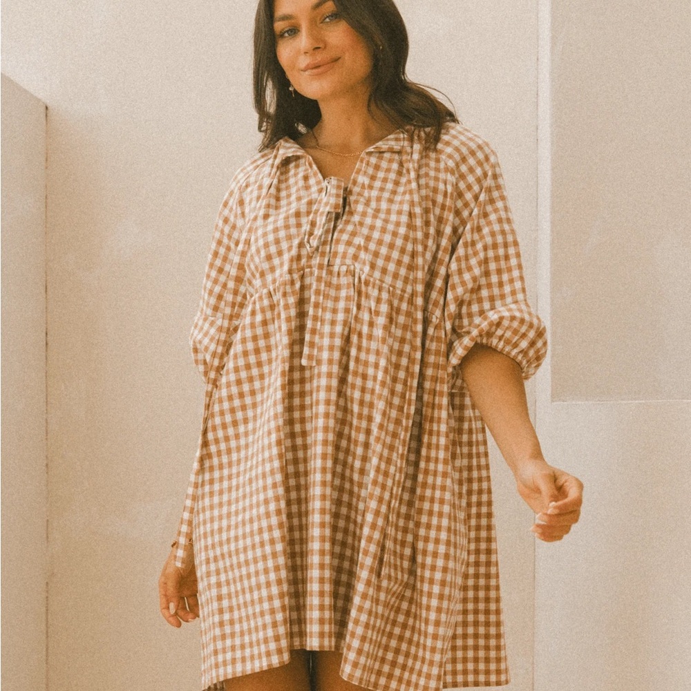 TLC Florence Mini Dress | Caramel Gingham
